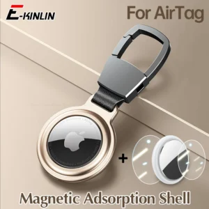 magneto metal double protection shell keyring case for apple airtag locating device 6 colors