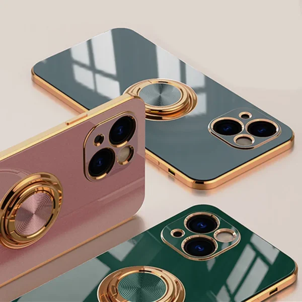 luxury plating metal ring holder phone case for iphone 14 plus 13 12 pro max soft cover