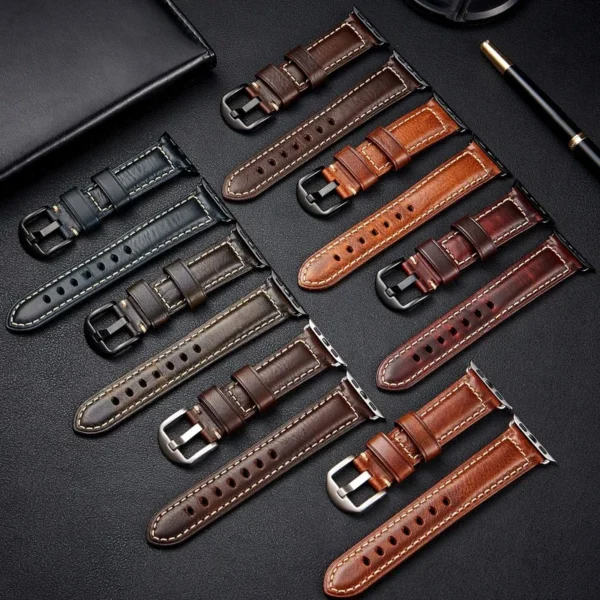 simple wide leather strap for apple watch ultra 7 8 6 se 5 4 3 watch band 38/40/41/42/44/45mm