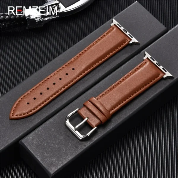 luxury genuine leather wristband for apple watch series 8 7 6 5 4 3 se 38/40/41/42/44/45mm