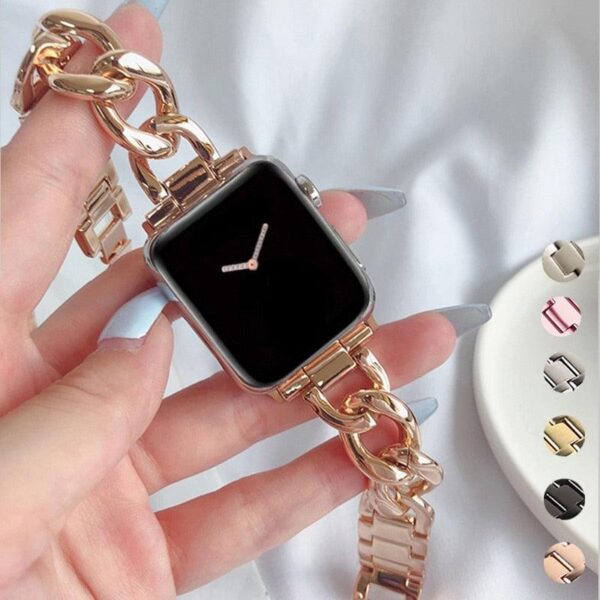 luxury women s chain link stainless steel watch band for apple watch 8 7 6 5 4 ultra i phonecases com 13