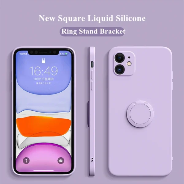 liquid silicone magnetic holder ring holder stand case for iphone 14 pro 12 13 pro max mini