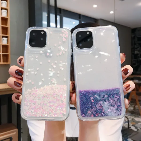 glitter bling sequin quicksand love hearts phone case for iphone 14 plus 13 pro 12 pro max