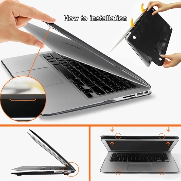 crystal clear transparent case for apple macbook pro 13 m1 15/16 macbook air +keyboard cover