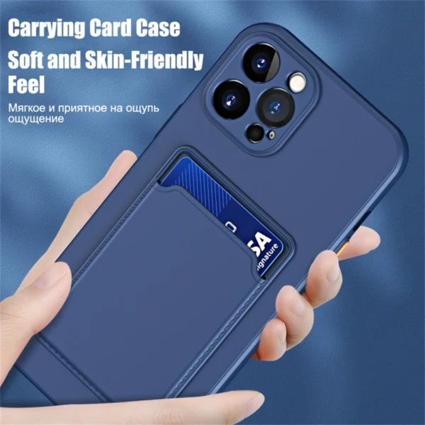 shockproof silicone card holder wallet phone case for iphone 14 plus 13 pro max mini cover