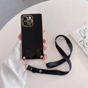 luxury crossbody fashion lanyard plated bumper case for iphone 14 13 12 pro max mini