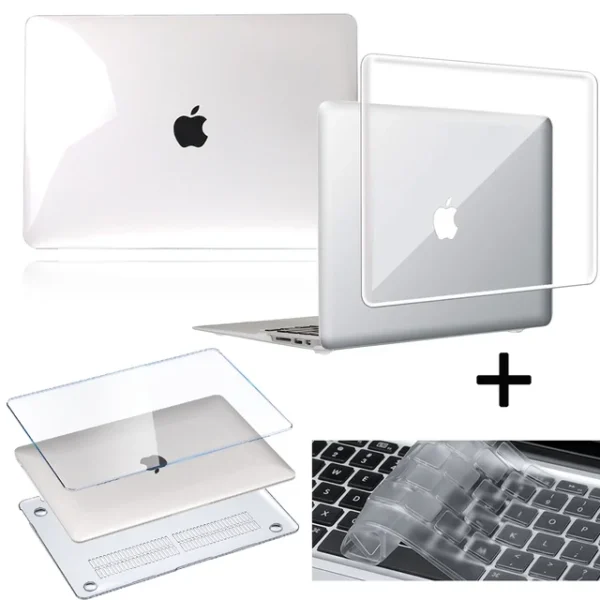 crystal clear transparent case for apple macbook pro 13 m1 15/16 macbook air +keyboard cover