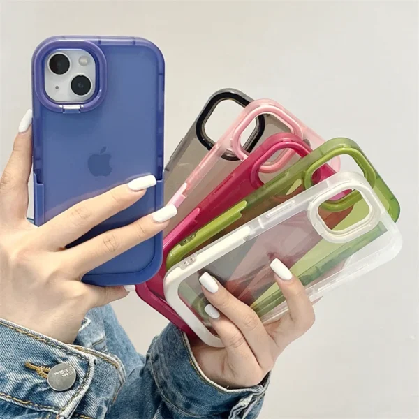 candy color dual flip stand phone case for iphone 14 13 12 pro max 11 x xs xr soft cover