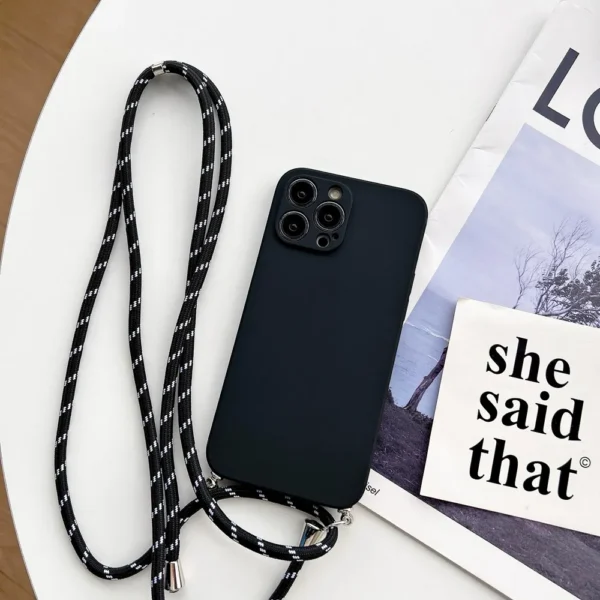 ultra thin crossbody necklace lanyard case for iphone 14 plus 13 pro max liquid silicon cover