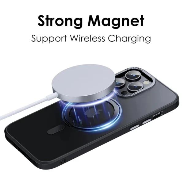 magnetic 360°rotation stand phone case for iphone 11 12 13 14 15 pro max 15plus with ring holder frosted transparent cover funda