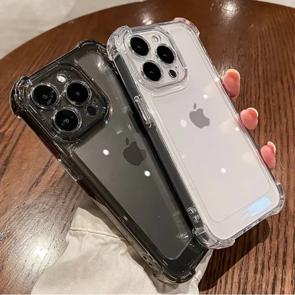 transparent silicone armor shockproof phone case for iphone15 14 13 12 11 pro max xs max x xr clear hard anti shock bumper cover