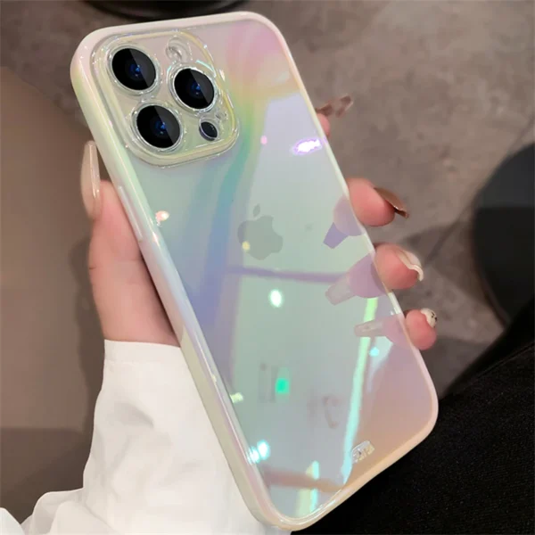 luxury gradient laser transparent case for iphone 14 pro plus 13 12 11 pro max x xr xs