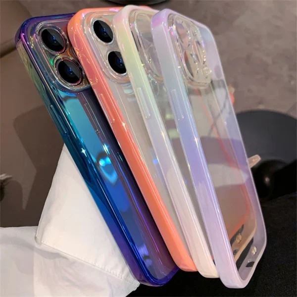 luxury gradient laser transparent case for iphone 14 pro plus 13 12 11 pro max x xr xs