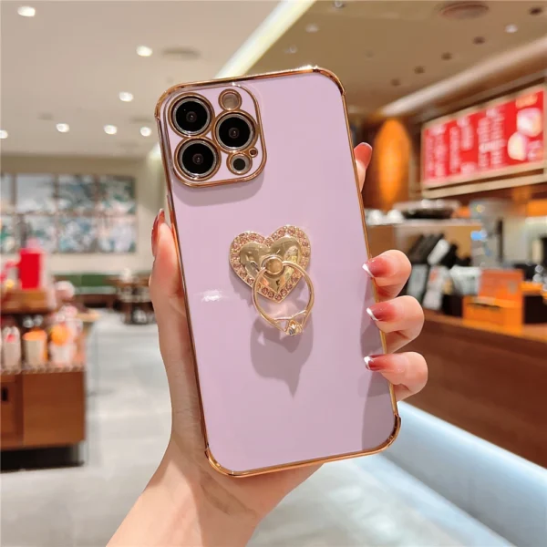 luxury fashion love heart ring holder case for iphone 11 12 13 mini xr xs max 7 8 plus se3