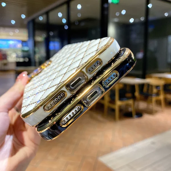 luxury plating diamond grid fashion phone case for iphone 14 pro max 13 12 11 x xs xr