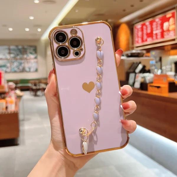 love heart fashion bracelet bumper case for iphone 14 pro 13 12 mini 11 x xr xs max