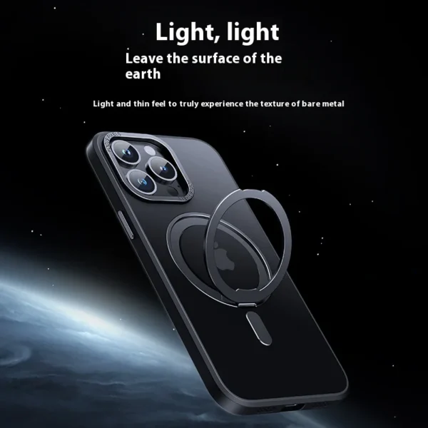 magnetic 360°rotation stand phone case for iphone 11 12 13 14 15 pro max 15plus with ring holder frosted transparent cover funda