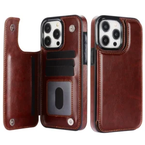 double buckle leather case for iphone 15 pro max 15 plus with card slots and stand function drop protection cover