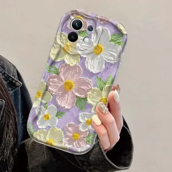 luxury tpu soft cover oil painting flowers pattern phone case s13563