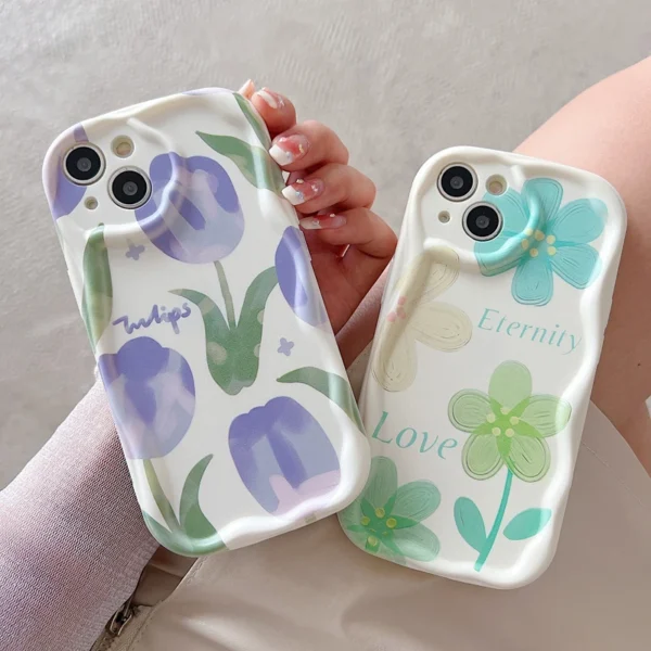 oil painting simple flower pattern shockproof iphone series phone cases