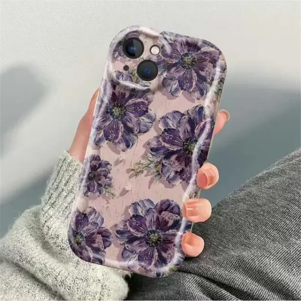 luxury tpu soft cover oil painting flowers pattern phone case s13565